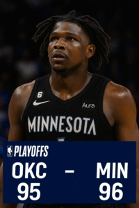  Anthony Edwards focused during Timberwolves vs Thunder Game 2, NBA Playoffs 2025