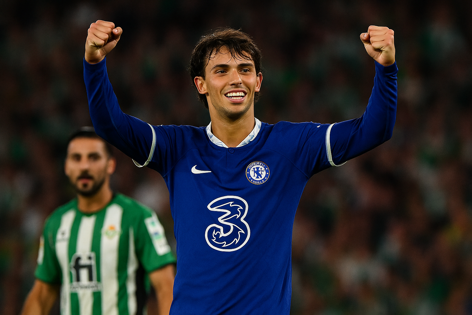 João Félix celebrates after scoring for Chelsea against Real Betis on May 28, 2025.