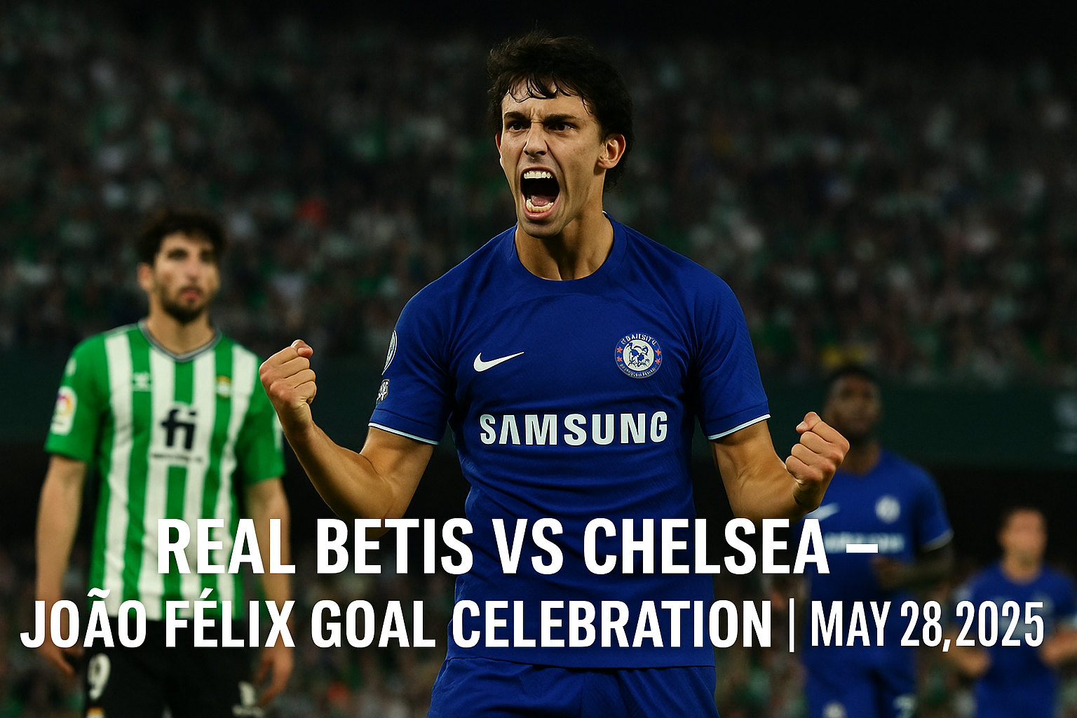 João Félix celebrates after scoring for Chelsea in the May 28, 2025 friendly against Real Betis.