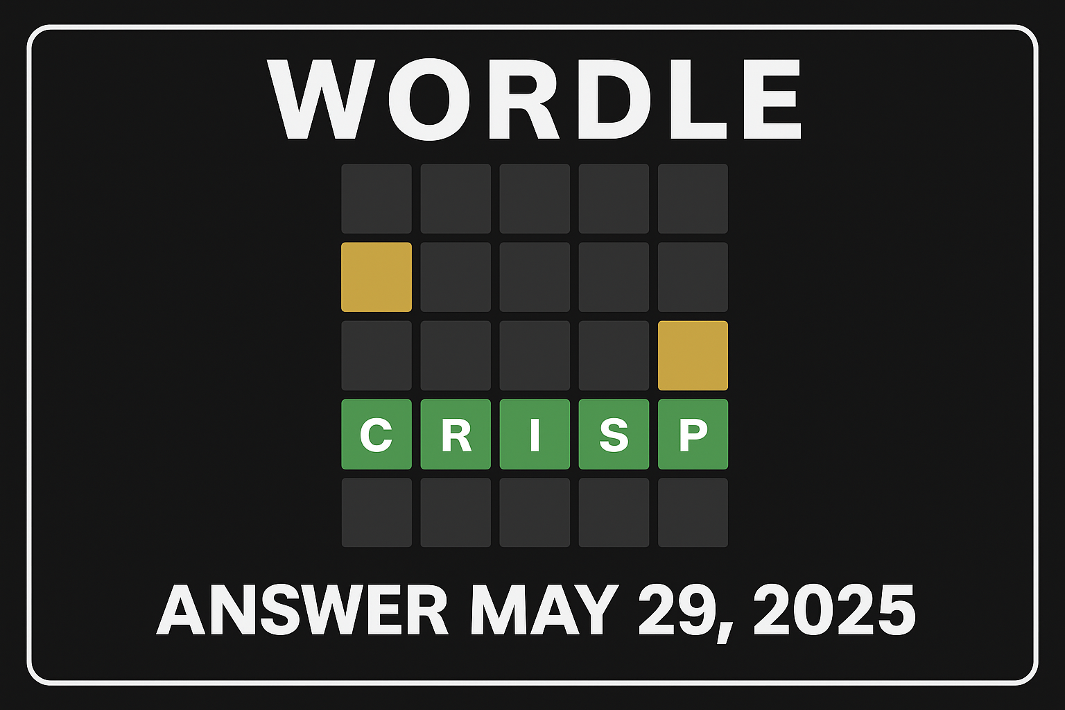 Wordle Answer May 29 2025 – CRISP Revealed on Puzzle Grid