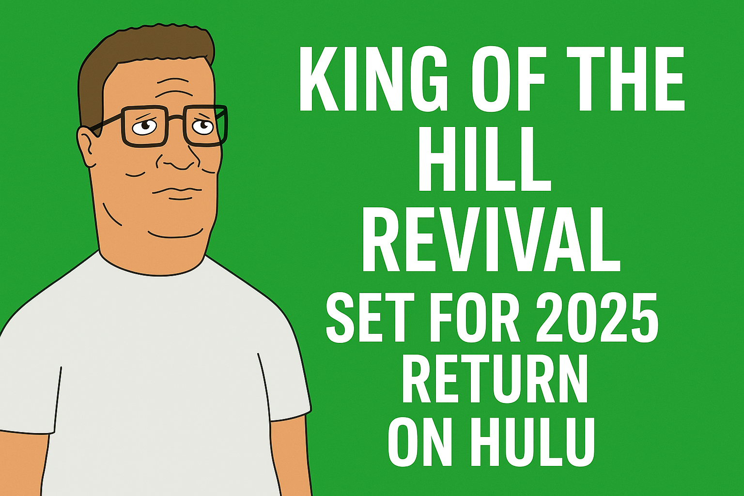 King of the Hill Revival 2025 promo banner featuring Hank Hill with Hulu premiere announcement