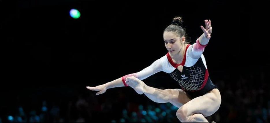 Helen Kevric performs during her gymnastics routine at the 2025 European Championships