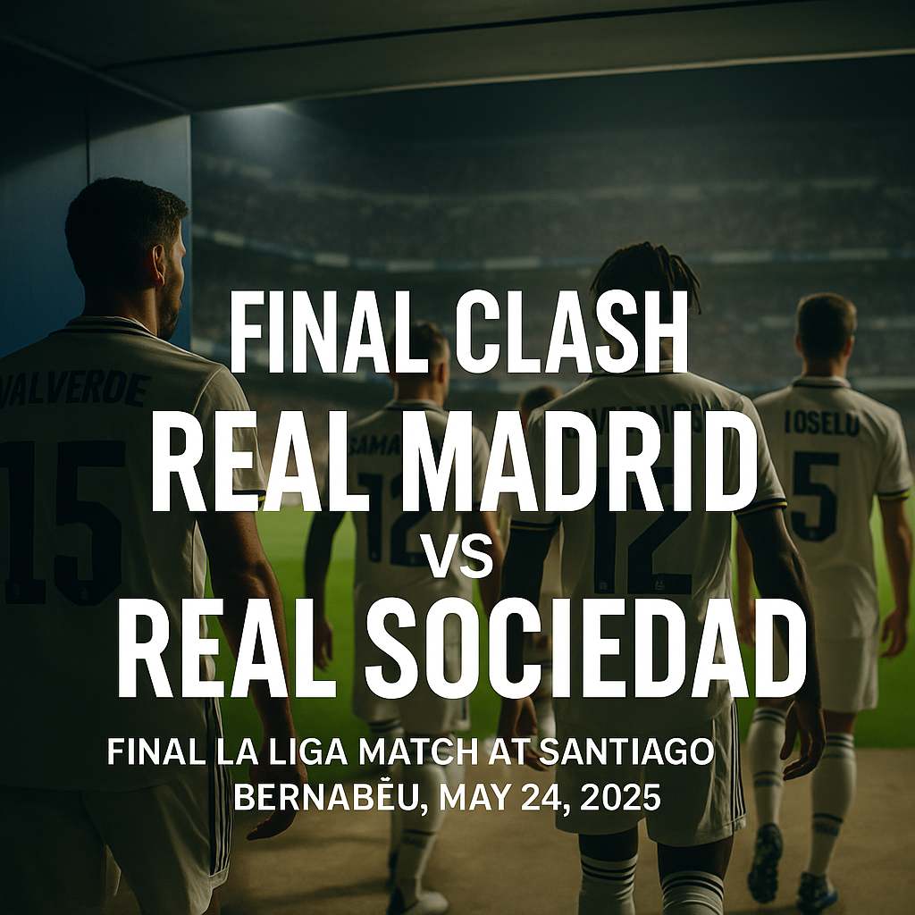 Real Madrid players entering Santiago Bernabéu tunnel for final La Liga 2025 match against Real Sociedad on May 24