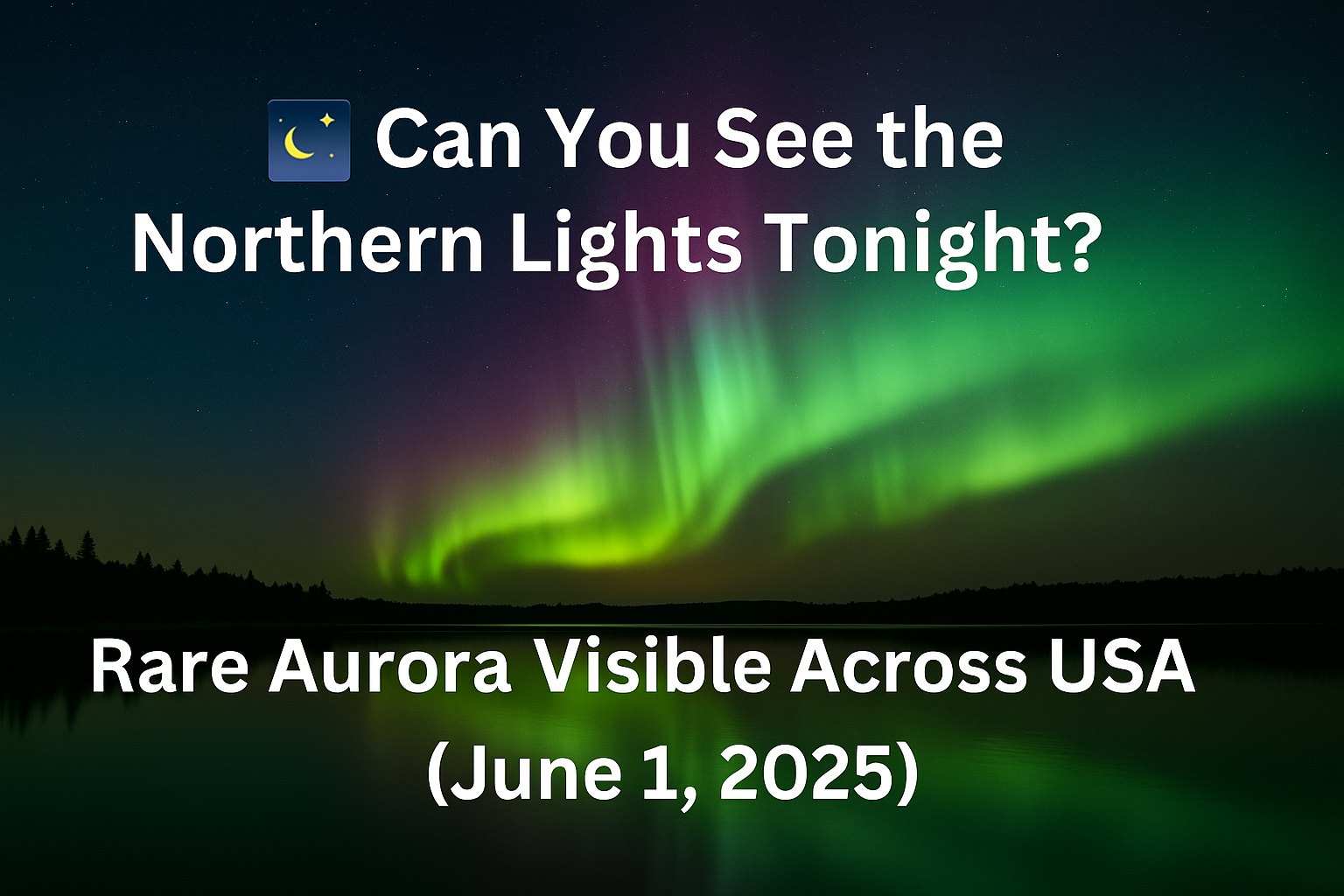 Northern lights aurora borealis visible over North America on June 1, 2025 during rare G4 geomagnetic storm
