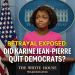Karine Jean-Pierre at White House podium amid Democratic Party betrayal claims