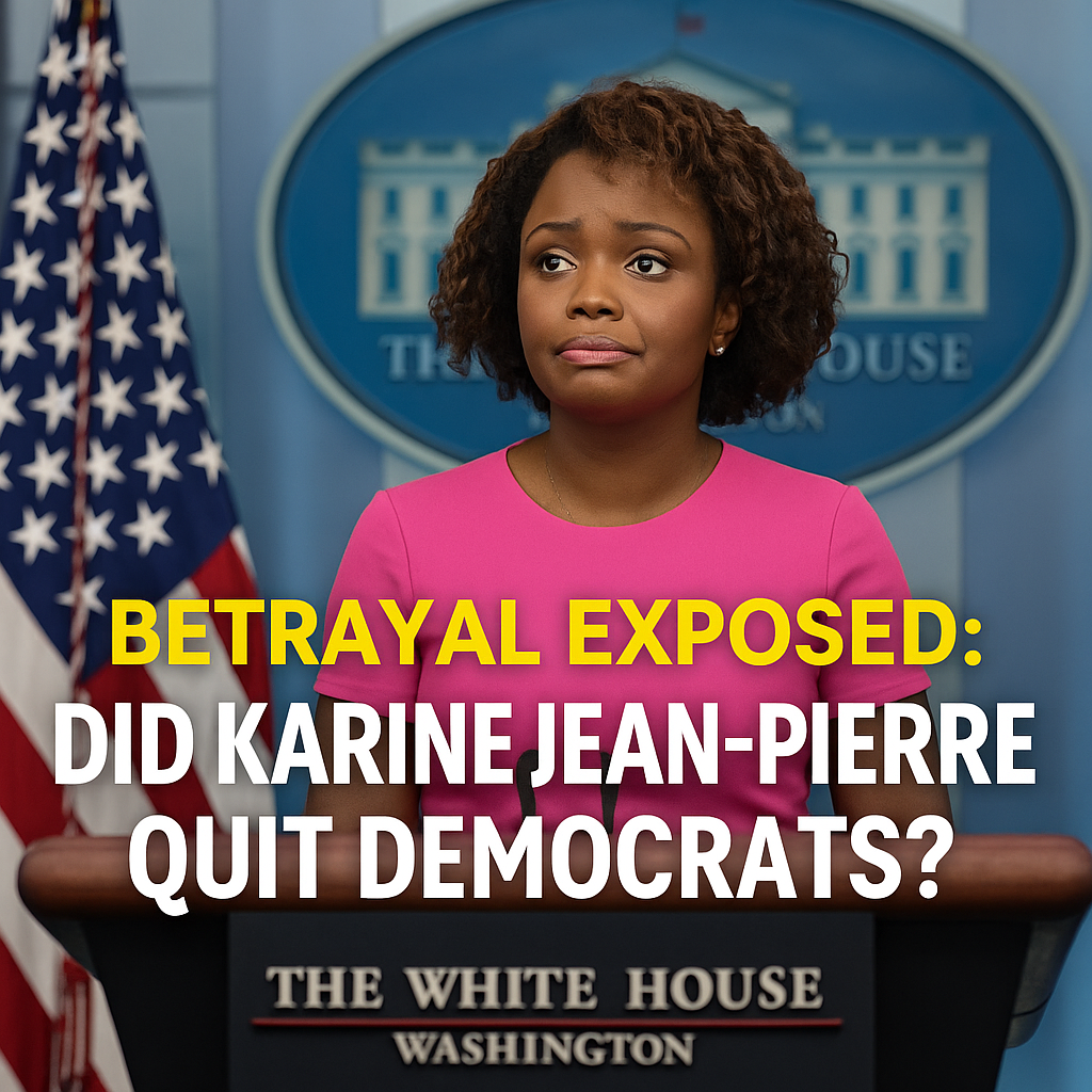 Karine Jean-Pierre at White House podium amid Democratic Party betrayal claims
