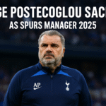 Ange Postecoglou sacked as Spurs manager in 2025 standing in stadium