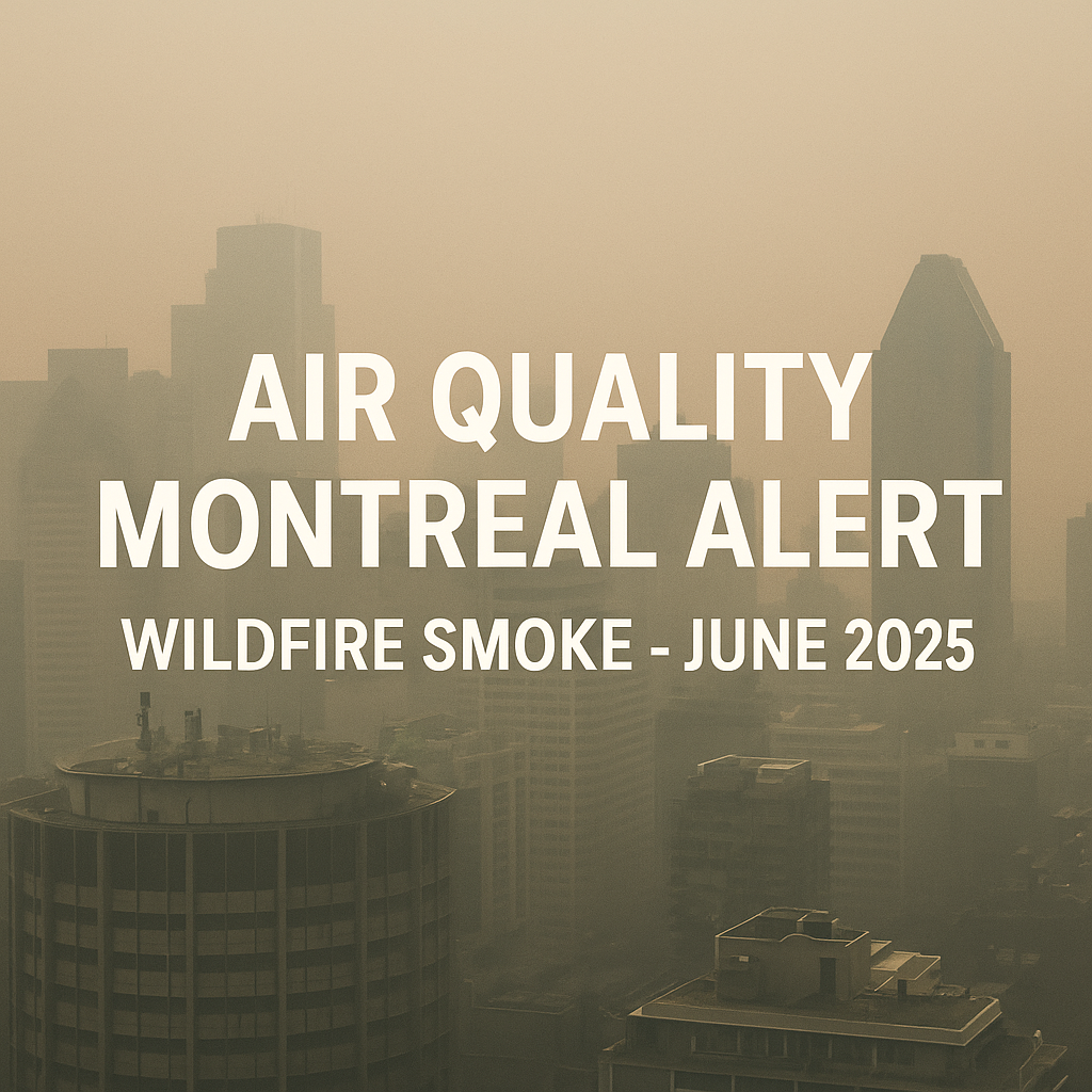 Air quality Montreal skyline alert during wildfire smoke June 2025