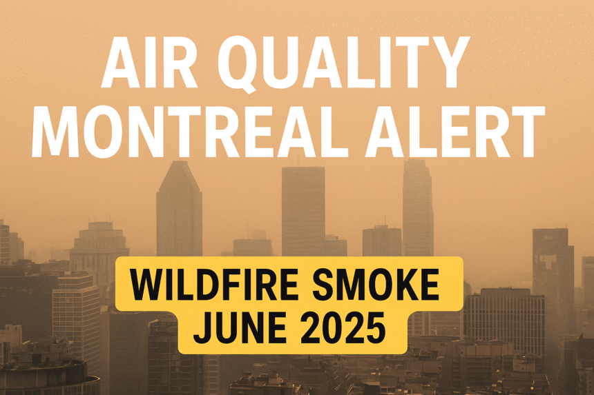 Air quality Montreal alert skyline image with wildfire smoke June 2025