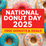 National Donut Day 2025 featured image with colorful donuts and free deals banner